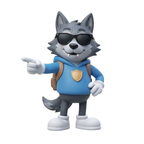 Mascote do FraudShield apontando para a interface